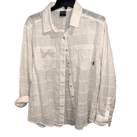 Hurley Women’s White Button Down Blouse -- FINAL SALE PRICE - Picture 2 of 8